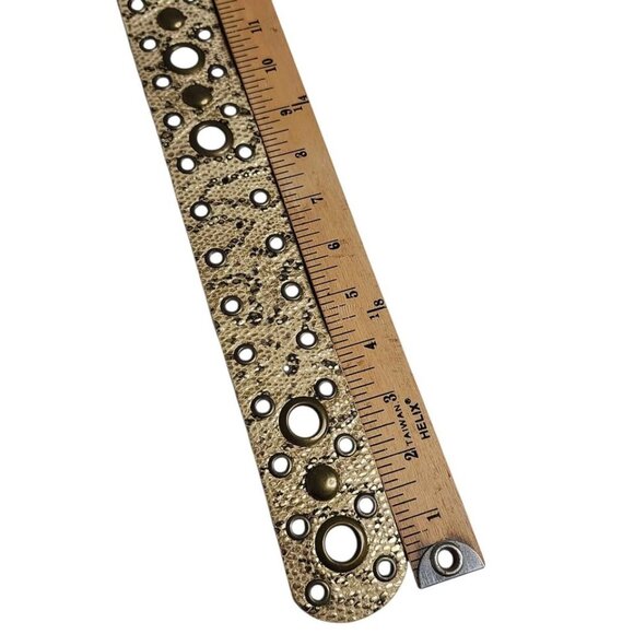 Streets Ahead Retro Wide Western Snakeskin Print Leather Belt with Brass Buckle - Picture 5 of 8